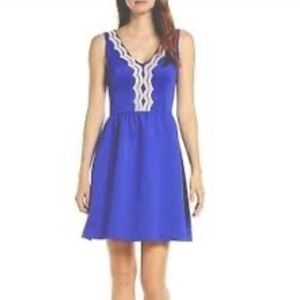 Lilly Pulitzer Royal Blue Lace Trim Mini Dress